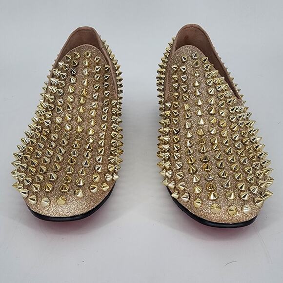 Justar Men's Gold Glitter Leather Spike Loafers Men’s Size 9 - Picture 10 of 12